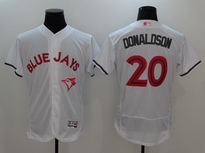 Men 2017 MLB Toronto Blue Jays #20 Donaldson White Jerseys